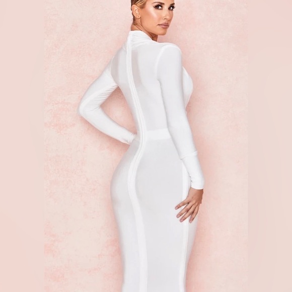 House of CB FRANCESCA WHITE DRAPED BANDAGE DRESS - Picture 7 of 11